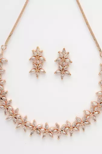 Women gold plated cz stone handcrafted jewellery set