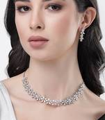 Women silver plated cz stone handcrafted jewellery set