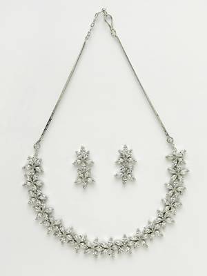 Women silver plated cz stone handcrafted jewellery set 3