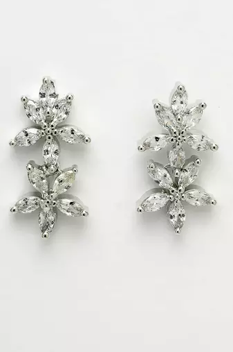 Women silver plated cz stone handcrafted jewellery set