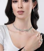 Women silver plated & blue cz stone handcrafted jewellery set