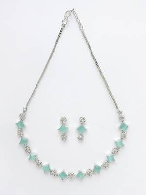 Women silver plated & blue cz stone handcrafted jewellery set 3