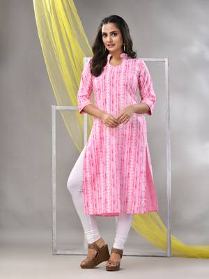 Pink rayon printed straight kurta 2