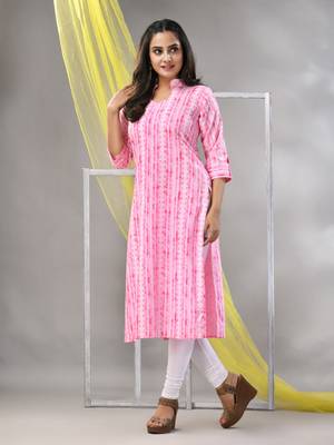 Pink rayon printed straight kurta 3