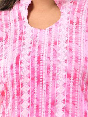 Pink rayon printed straight kurta 5