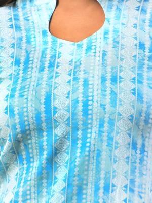 Sky blue rayon printed straight kurta 5
