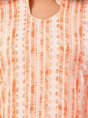 Orange rayon printed straight kurta 5