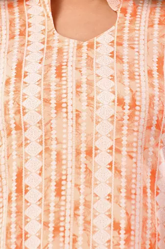 Orange rayon printed straight kurta