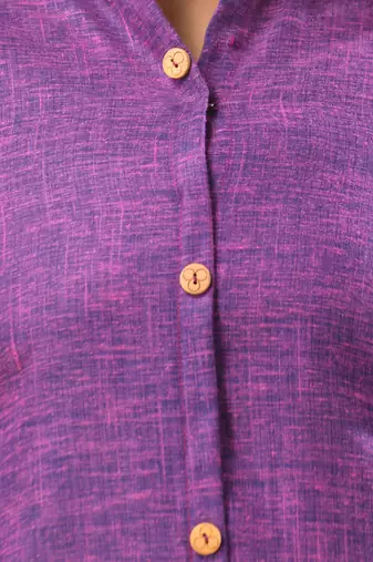 Violet solid cotton a-line kurta