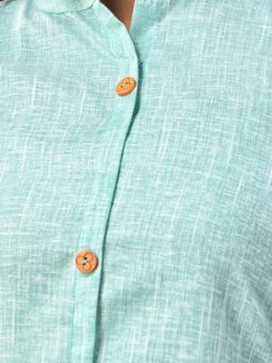Mint green solid cotton a-line kurta 5