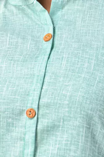 Mint green solid cotton a-line kurta