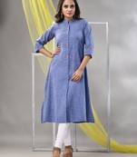 Lilac solid cotton a-line kurta