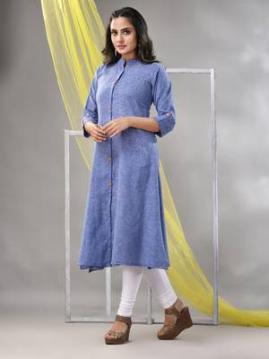 Lilac solid cotton a-line kurta 3