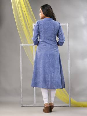 Lilac solid cotton a-line kurta 4
