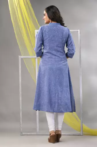 Lilac solid cotton a-line kurta