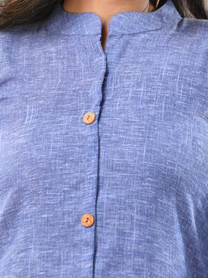 Lilac solid cotton a-line kurta 5