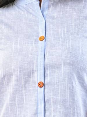 Baby blue solid cotton a-line kurta 5