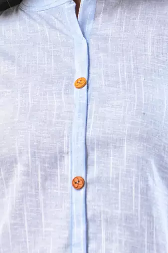 Baby blue solid cotton a-line kurta