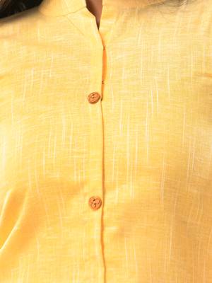 Yellow solid cotton a-line kurta 5