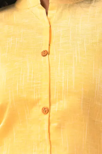 Yellow solid cotton a-line kurta