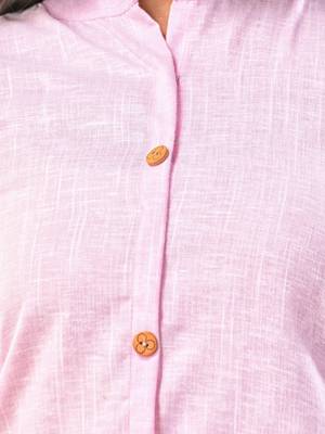 Baby pink solid cotton a-line kurta 5