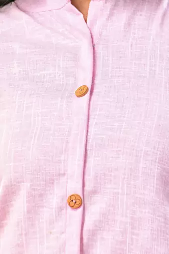 Baby pink solid cotton a-line kurta