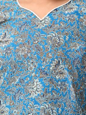 Mauve cotton ajrak printed straight kurta 5