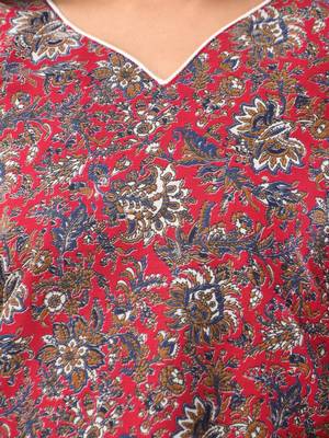 Pink cotton ajrak printed straight kurta 5