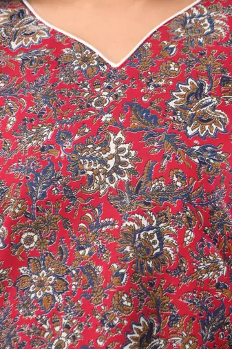 Pink cotton ajrak printed straight kurta