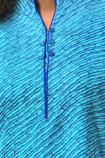 Sky blue rayon leheriya printed straight kurta