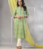 Green rayon leheriya printed straight kurta
