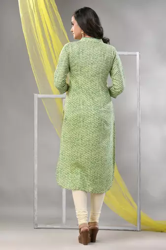 Green rayon leheriya printed straight kurta