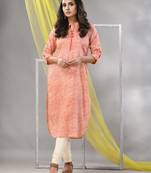 Orange rayon leheriya printed straight kurta