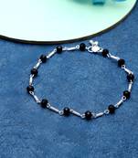 Sasha oxidized german silver payal anklet with black stone beads
