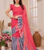 Pink Printed With Pattern Work Georgette c Ethnic Saree