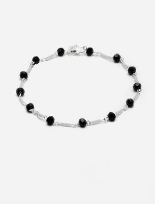 Sasha oxidized german silver payal anklet with black stone beads 4