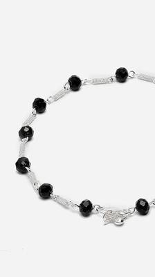 Sasha oxidized german silver payal anklet with black stone beads 5