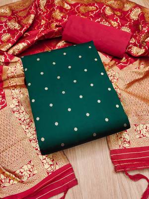 Green Cotton Dress Materials 1