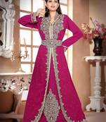 Wine color luxurious Handmade Moroccan Kaftan with hijjab