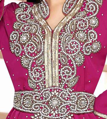 Wine color Handmade Moroccan Kaftan with hijjab 2