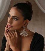 Two tone victorian polki chandbali earrings