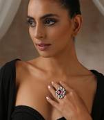 Ruby silver tone ring