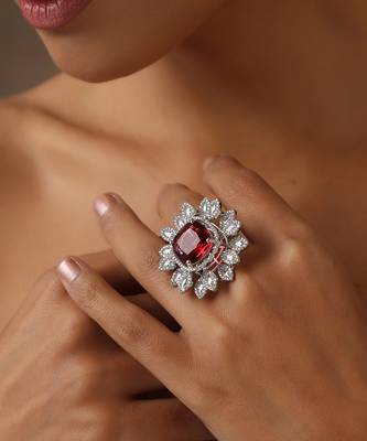 Ruby silver tone ring 2