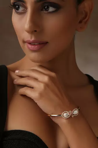 Rose gold tone polki bracelet