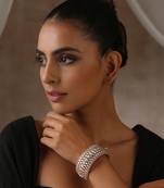 Rose gold tone moissanite polki kada