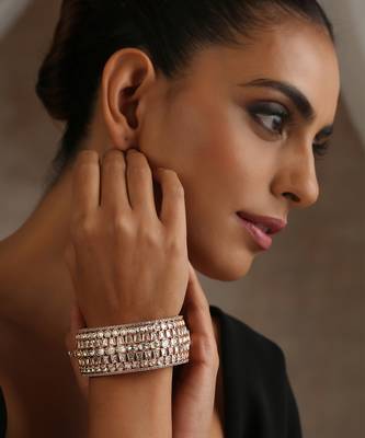 Rose gold tone moissanite polki kada 3