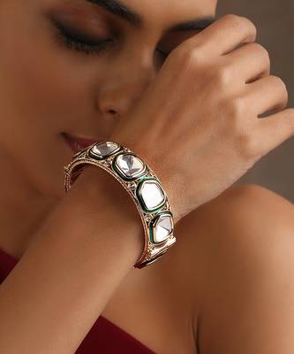 Green gold tone polki kada 2