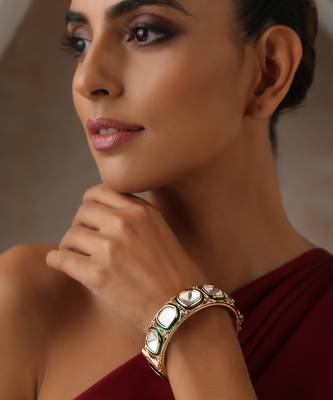 Green gold tone polki kada 3