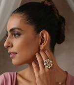 Red gold tone kundan ring