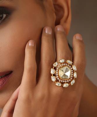 Gold tone polki ring 2